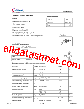 IPP50R399CP型号图片