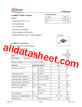 IPP50R520CP型号图片