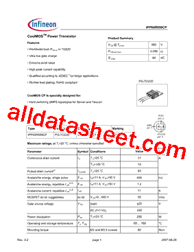 IPP60R099CP型号图片