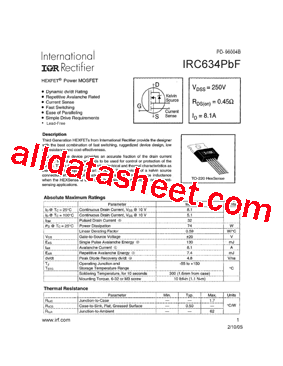 IRC634PRF型号图片