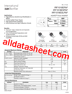 IRF1018ESLPBF型号图片