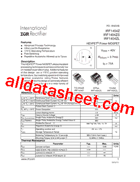 IRF1404ZSTRLPBF型号图片