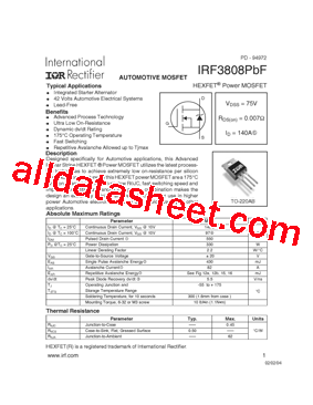 IRF3808PBF型号图片