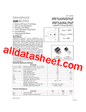 IRF540NSTRRPBF-CUTTAPE型号图片