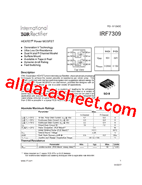 IRF7309TRPBF型号图片