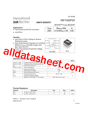 IRF7450PBF型号图片