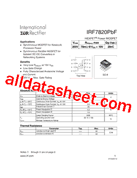 IRF7820PBF型号图片