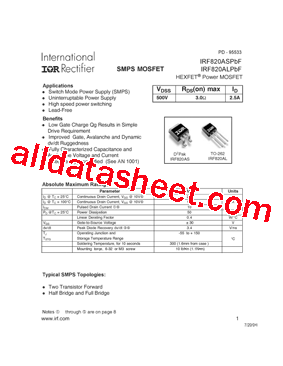 IRF820ASPBF型号图片