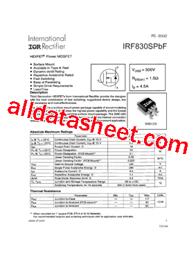 IRF830SPBF型号图片