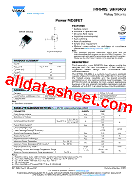 IRF840STRRPBFA型号图片