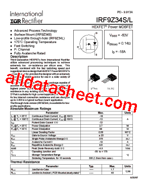 IRF9Z34STRLPBF型号图片