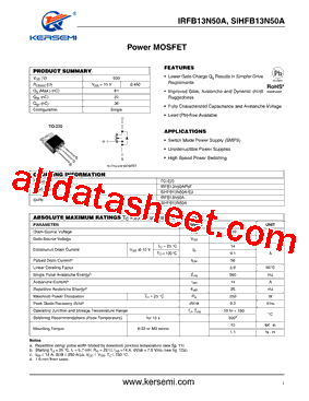 IRFB13N50APBF型号图片
