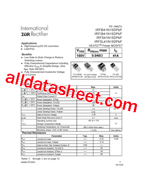 IRFB41N15DPBF型号图片