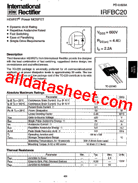 IRFBC20型号图片