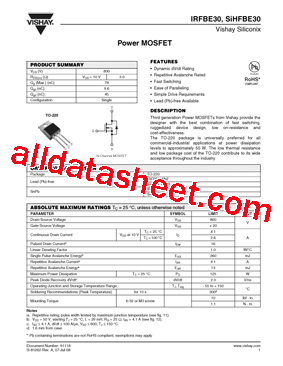 IRFBE30PBF型号图片