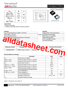 IRFHM8337PBF型号图片