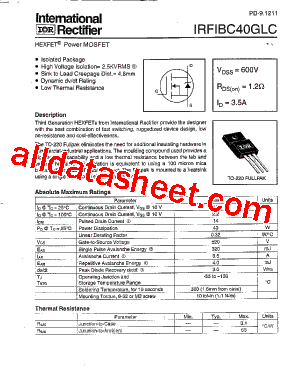 IRFIBC40GLC型号图片