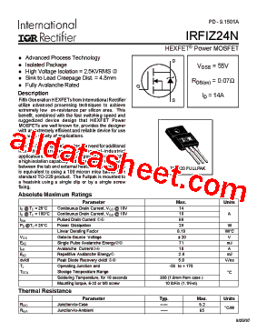 IRFIZ24NPBF型号图片