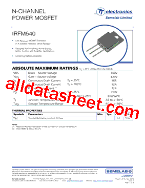 IRFM540型号图片