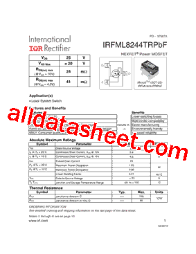 IRFML8244PBF型号图片