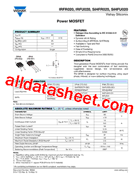 IRFR020PBF型号图片