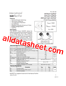 IRFR3710ZTRPBF型号图片
