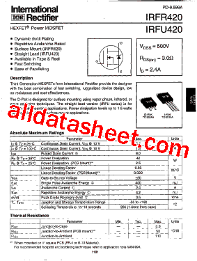 IRFR420ATRPBF型号图片
