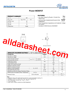 IRFR420BTM型号图片