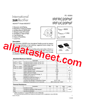IRFRC20PBF型号图片