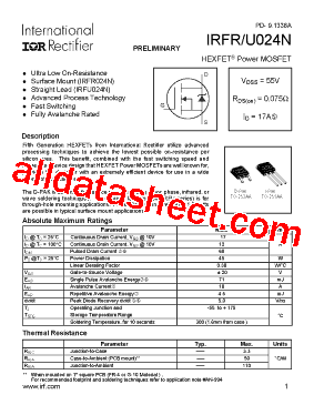 IRFRU024N型号图片