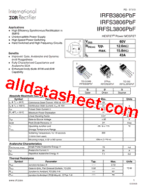 IRFS3806TRLPBF型号图片