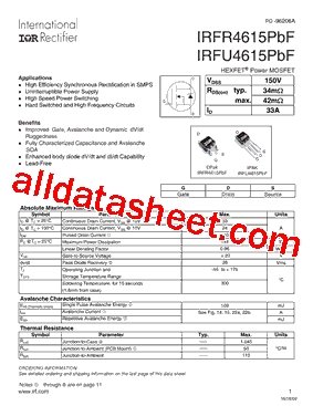 IRFU4615PBF型号图片