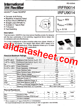 IRFU9014PBF型号图片