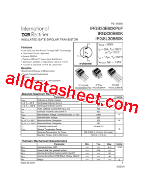 IRGSL30B60KPBF型号图片