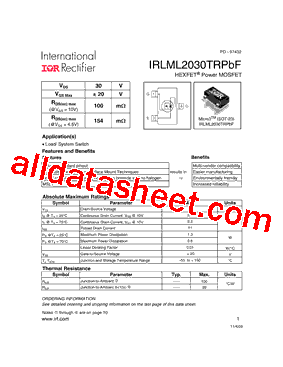 IRLML2030TRPBF型号图片