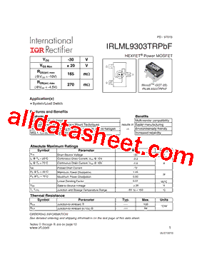 IRLML9303TRPBF型号图片