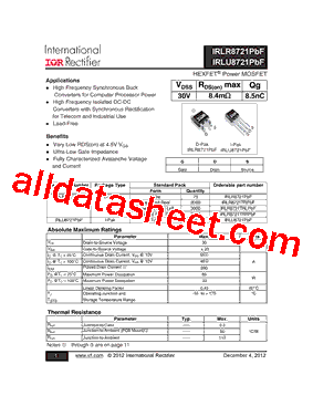 IRLR8721PBF型号图片