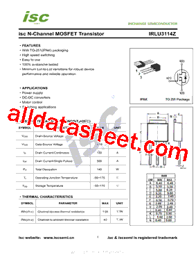 IRLU3114ZPBF型号图片
