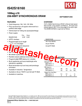 IS42S16160-7BLI型号图片