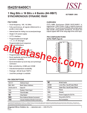 IS42S16400C1-6TLI型号图片