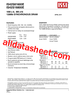 IS42S16800E-6TLI-TR型号图片