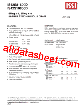 IS42S81600D型号图片