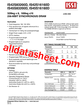 IS45S16160D-7BLA2型号图片