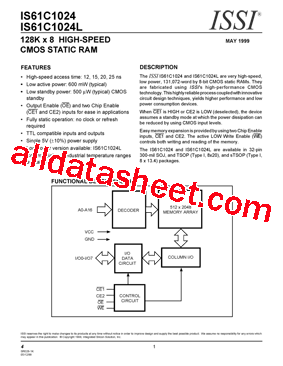 IS61C1024-20T型号图片