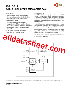 IS61C512-20TI型号图片