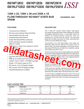 IS61NF12836-10BI型号图片