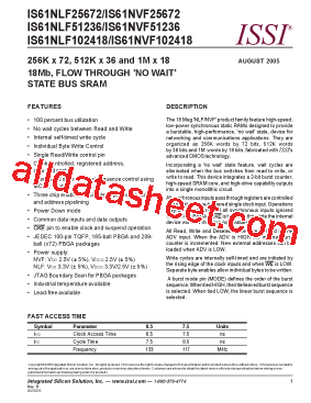 IS61NLF102418-6.5B3型号图片