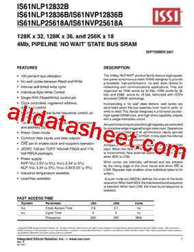 IS61NLP12832B-200B3型号图片