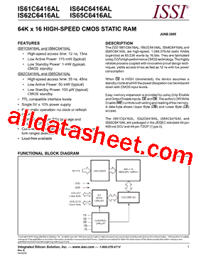 IS62C6416AL型号图片