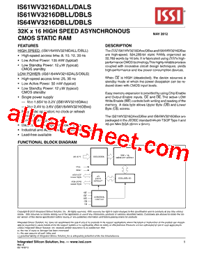 IS64WV3216DBLL/DBLS型号图片
